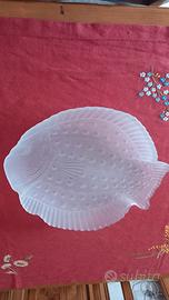 Vassoio vintage per pesce di vetro satinato