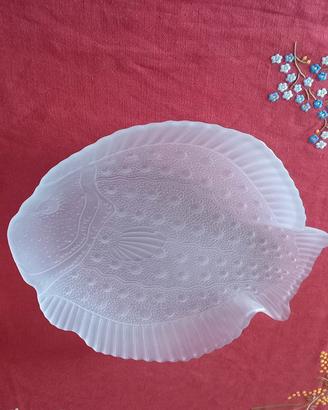 Vassoio vintage per pesce di vetro satinato