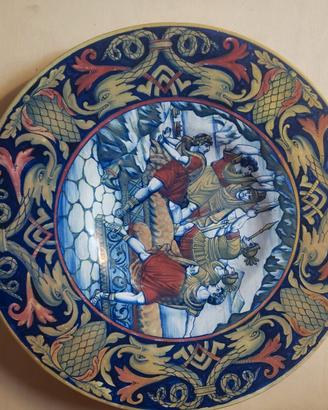 Coppia piatti da parata maiolica a lustro S.C.U.