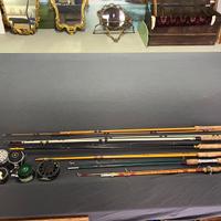 6 Mulinelli e 6 Canne Pesca Mosca. Vintage.