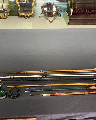 6 Mulinelli e 6 Canne Pesca Mosca. Vintage.