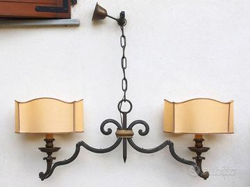 Lampadario Caporali in ferro battuto a 2 luci
