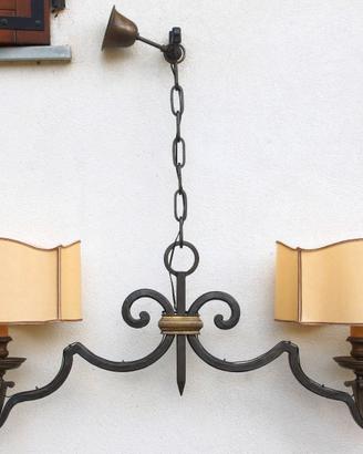 Lampadario Caporali in ferro battuto a 2 luci