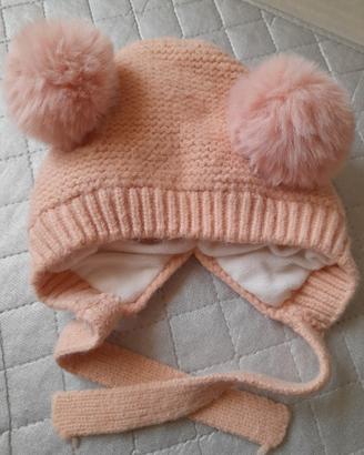 cappellino rosa di lana per bambine di 2 anni 