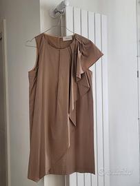 Abito con rouche monospalla col. tabacco