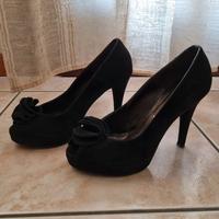 scarpe scamosciate nere con tacco 10