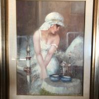 Quadro a firma Luigi Rocca | Risveglio di donna