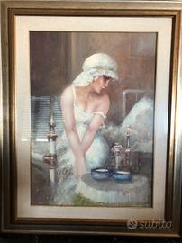 Quadro a firma Luigi Rocca | Risveglio di donna