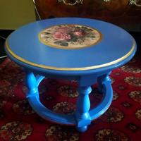 Tavolino tondo da salotto foglia oro