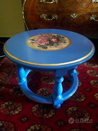 Tavolino tondo da salotto foglia oro