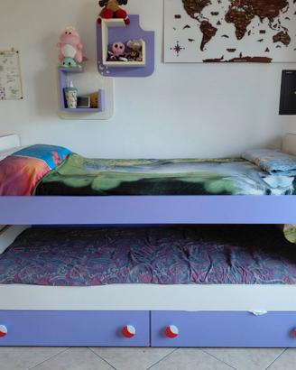 Letto a castello scorrevole con cassettoni