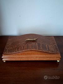 Antico cofanetto portagioie legno ottone Art Dèco