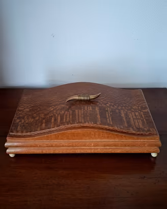 Antico cofanetto portagioie legno ottone Art Dèco