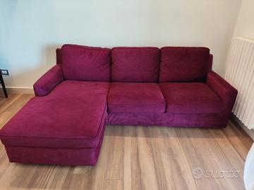 Divano tre posti con chaise longue Bordeaux