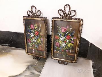 Miniatura Dipinto FIORI set 2 pezzi con cornice