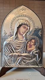 Icona sacra in  argento Madonna del latte