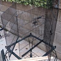 Gabbia per uccelli con ruote e vassoio estraibile