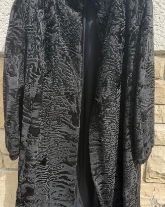 Cappotto pelliccia Astrakan nero vintage anni ’70
