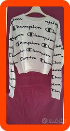 Champion felpa crop bianca nera ragazza taglia M