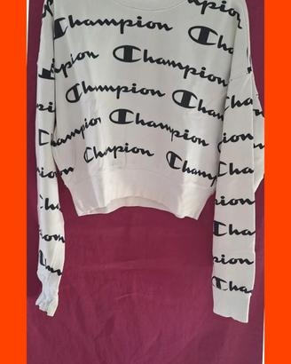 Champion felpa crop bianca nera ragazza taglia M