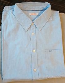 Camicia SUN68 uomo azzura misto lino e cptone-L