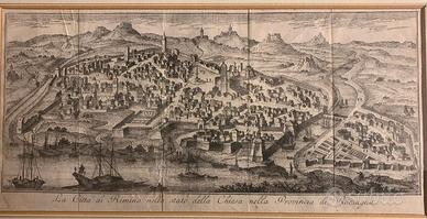 RIMINI mappa originale 1750 circa - Salmon