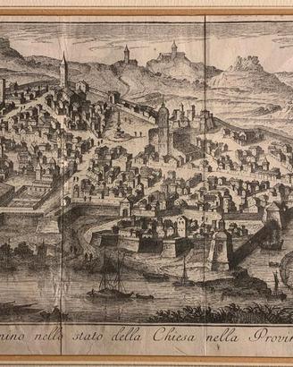 RIMINI mappa originale 1750 circa - Salmon