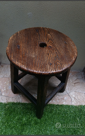 Sgabello artigianale a ciambella 1950 in legno