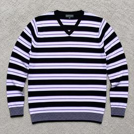 De Blasio Maglione Donna Righe Nero Lilla XL