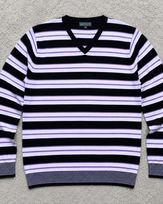 De Blasio Maglione Donna Righe Nero Lilla XL