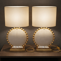 Coppia lampade sferiche avorio e oro- MARIONI