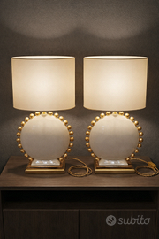 Coppia lampade sferiche avorio e oro- MARIONI