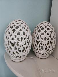 Coppia di lampade da tavolo in ceramica traforate
