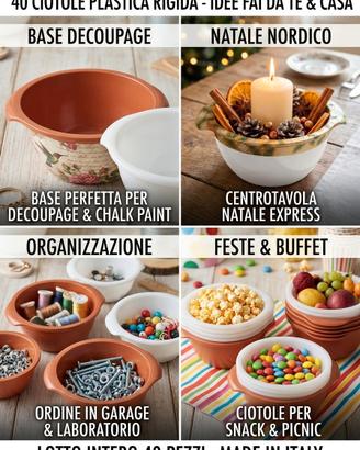 ciotole in plastica hobby decoupage Chalk Paint 