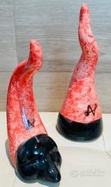 Coppia Corni Portafortuna in Ceramica- Artigianali