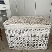Cesta baule in vimini bianca
