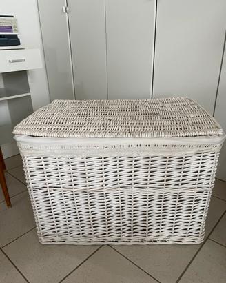 Cesta baule in vimini bianca