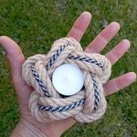 portacandele fatto a mano in canapa