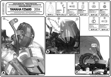 Kit attacchi Givi per cupolino Yamaha FZS6 D140KIT