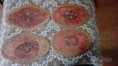 4 SOTTOPIATTI INCISI IN LEGNO Tema Ittico Pesci