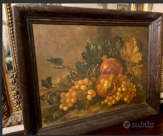 PREZIOSOdipintoOLIOtelaNATURAmortaFIRMATOsecoloXIX