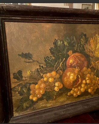 PREZIOSOdipintoOLIOtelaNATURAmortaFIRMATOsecoloXIX