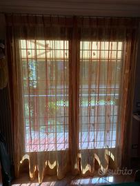 Bastone acciaio satinato e tenda arancione 2 pz