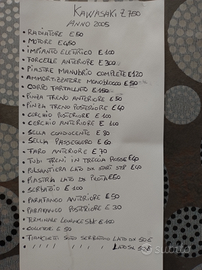 Pezzi per Kawasaki z 750 anno 2005