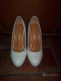 Scarpe donna decoltè bianco tacco 12