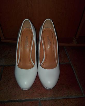 Scarpe donna decoltè bianco tacco 12