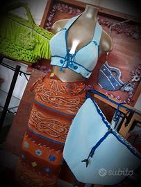 Resort outfit mare 3 pezzi: top, pareo, sacca