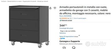Carrello porta attrezzi metallo ruote bloccanti