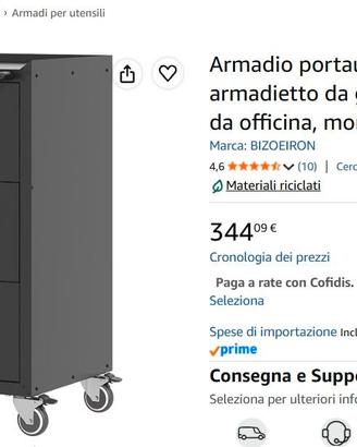 Carrello porta attrezzi metallo ruote bloccanti