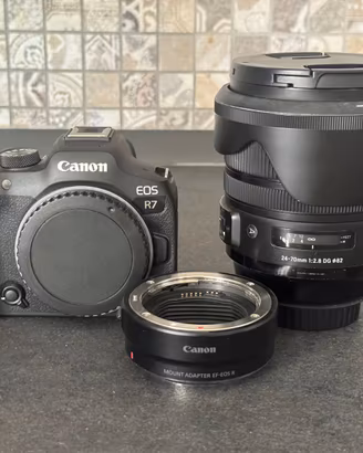 Canon R7 + Sigma ART 24-70 2,8 + rf-ef e extra
